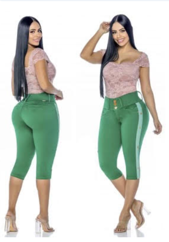 Capri Push Up Verde Militar con Detalle Lateral REF 10307