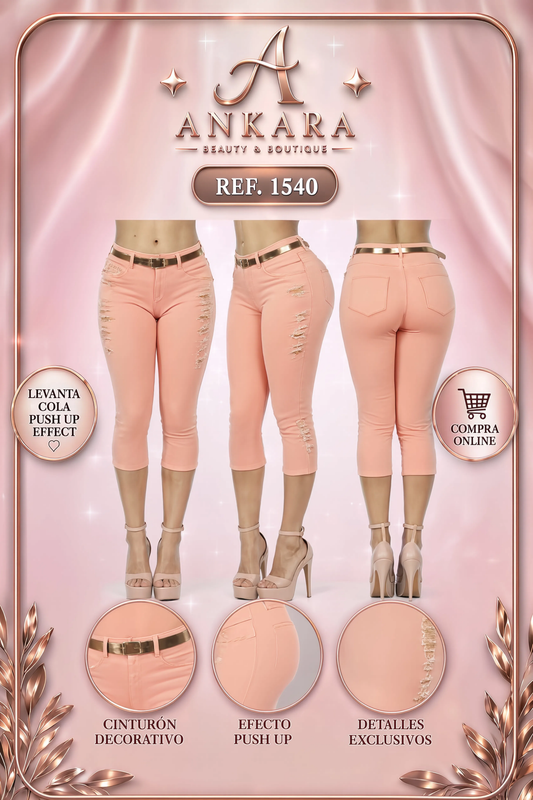 Capri Push Up Color Nude con Detalles Destroyed REF 10302