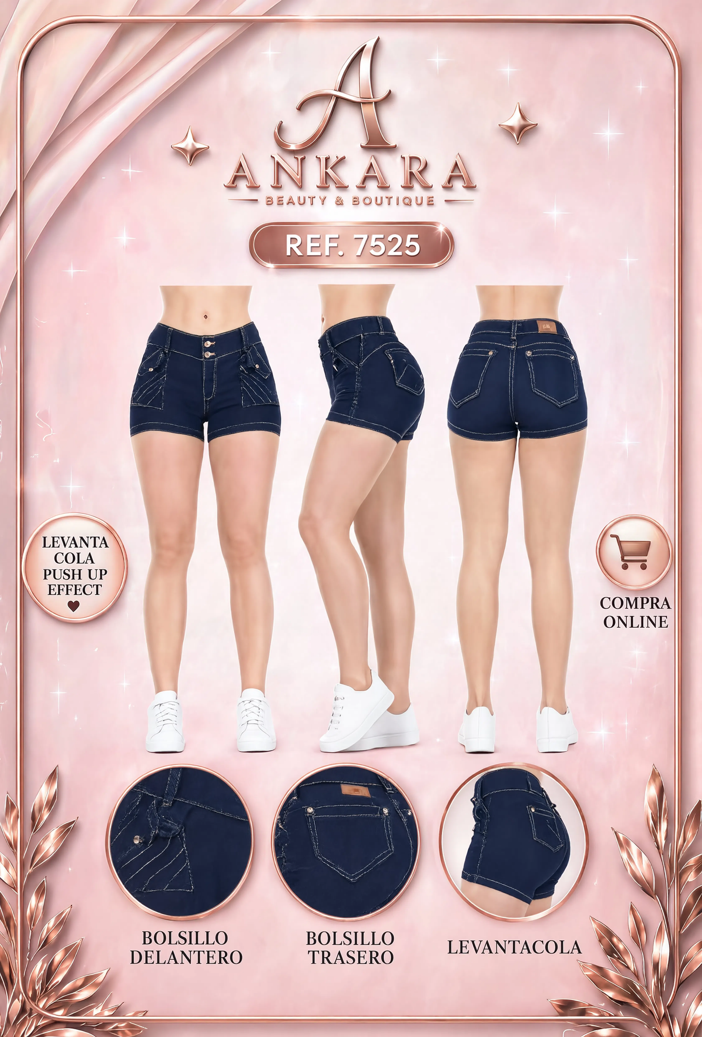 Short levantacola con bolsas Azul oscuro REF 7525