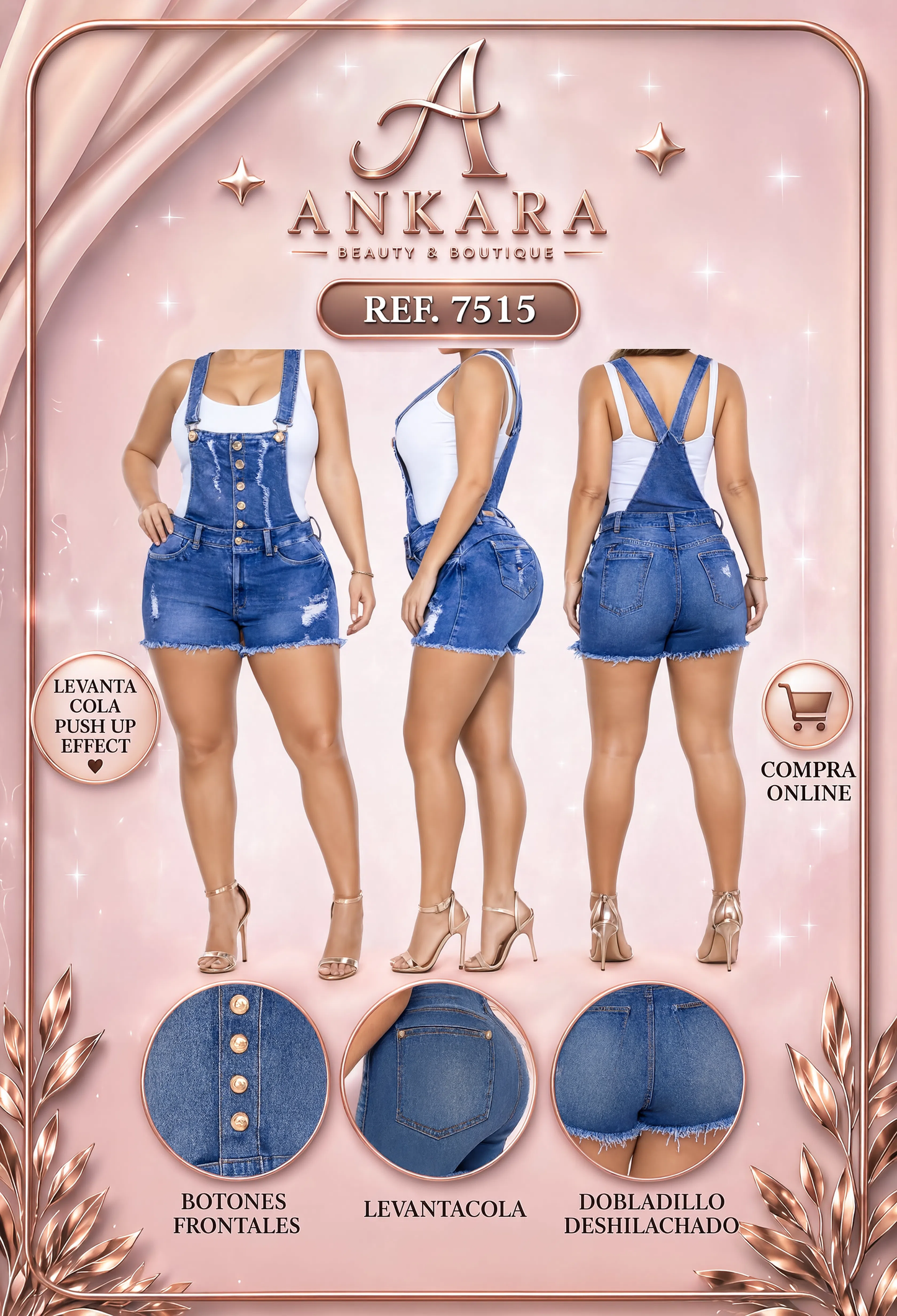 Short Azul enterizo con tirantes REF 7167