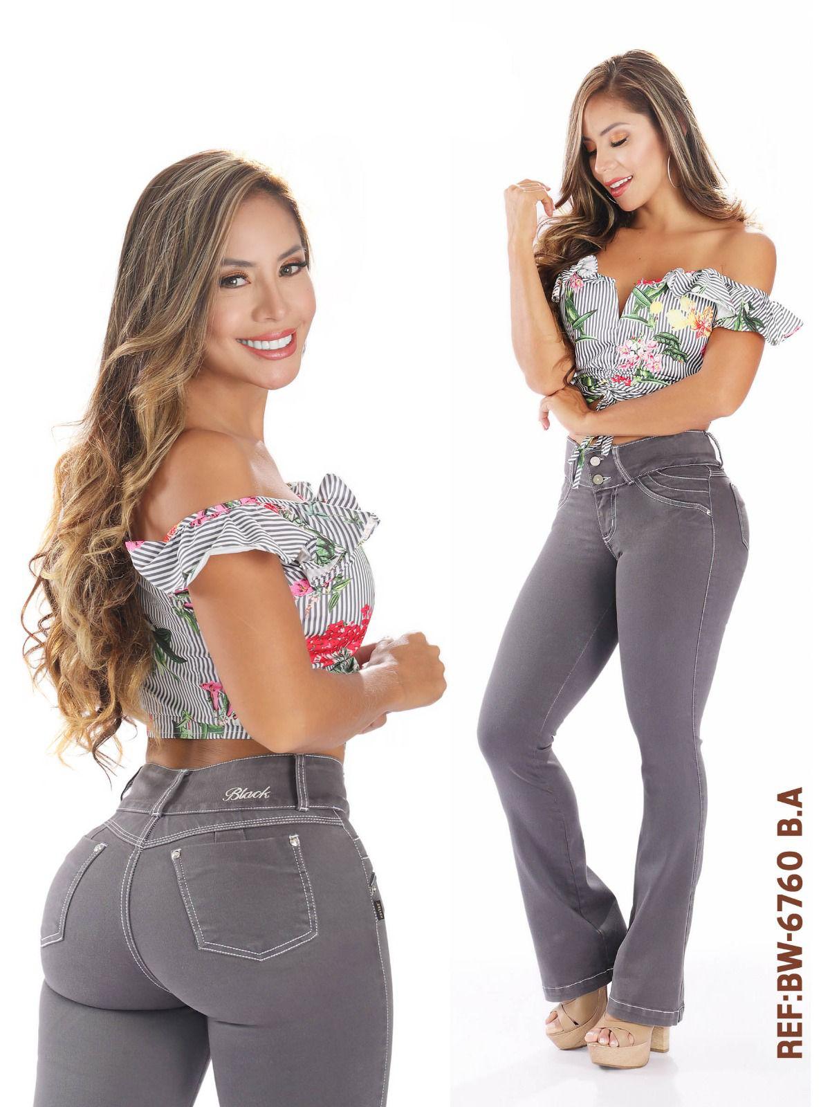 Jeans Push Up Bota Recta Gris REF 6760