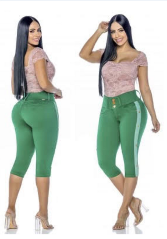 Capri Push Up Verde Militar con Detalle Lateral REF 10307